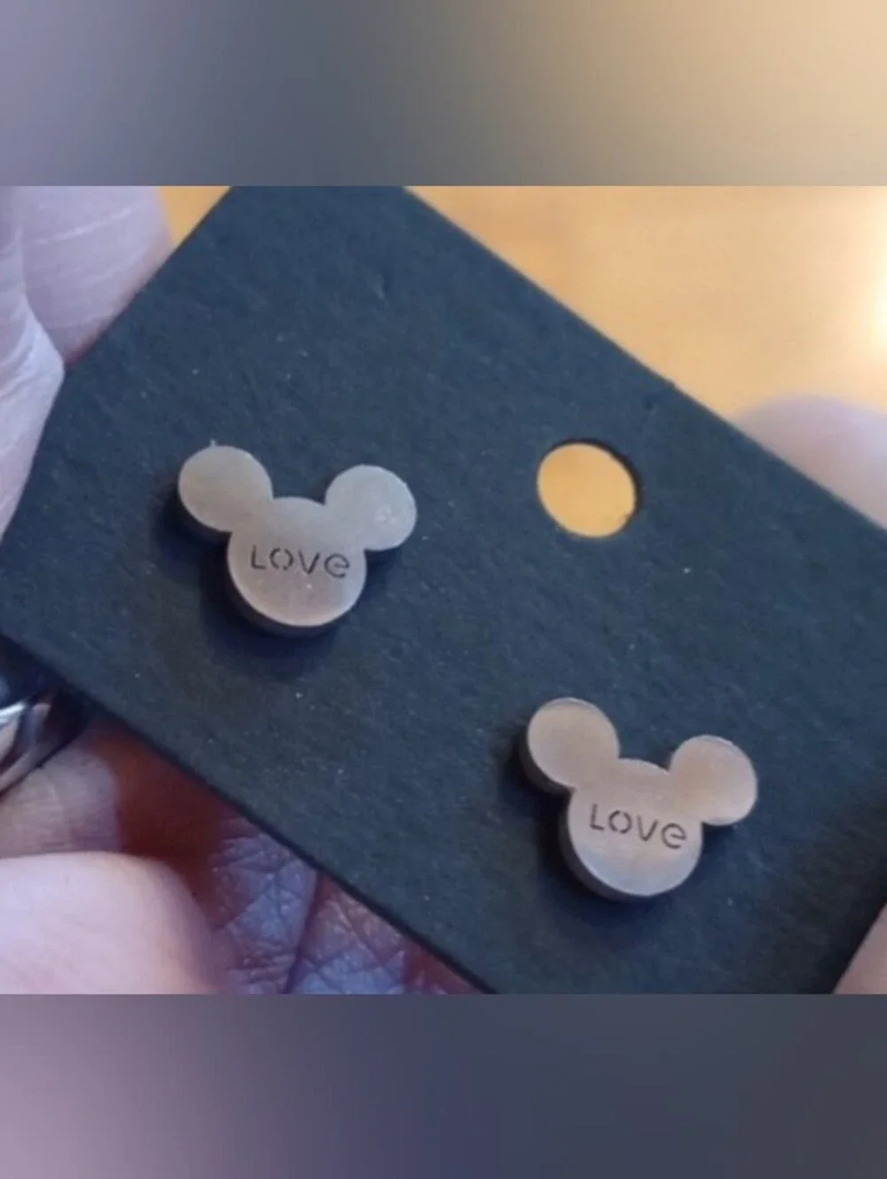 $10 Each Or Bundle 4/$25 Mickey Ear Inspired 'Love' Silver Stud Earrings